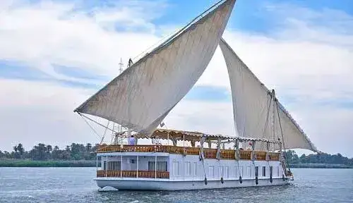 A Nile cruise in Egypt sailing along the river with ancient temples